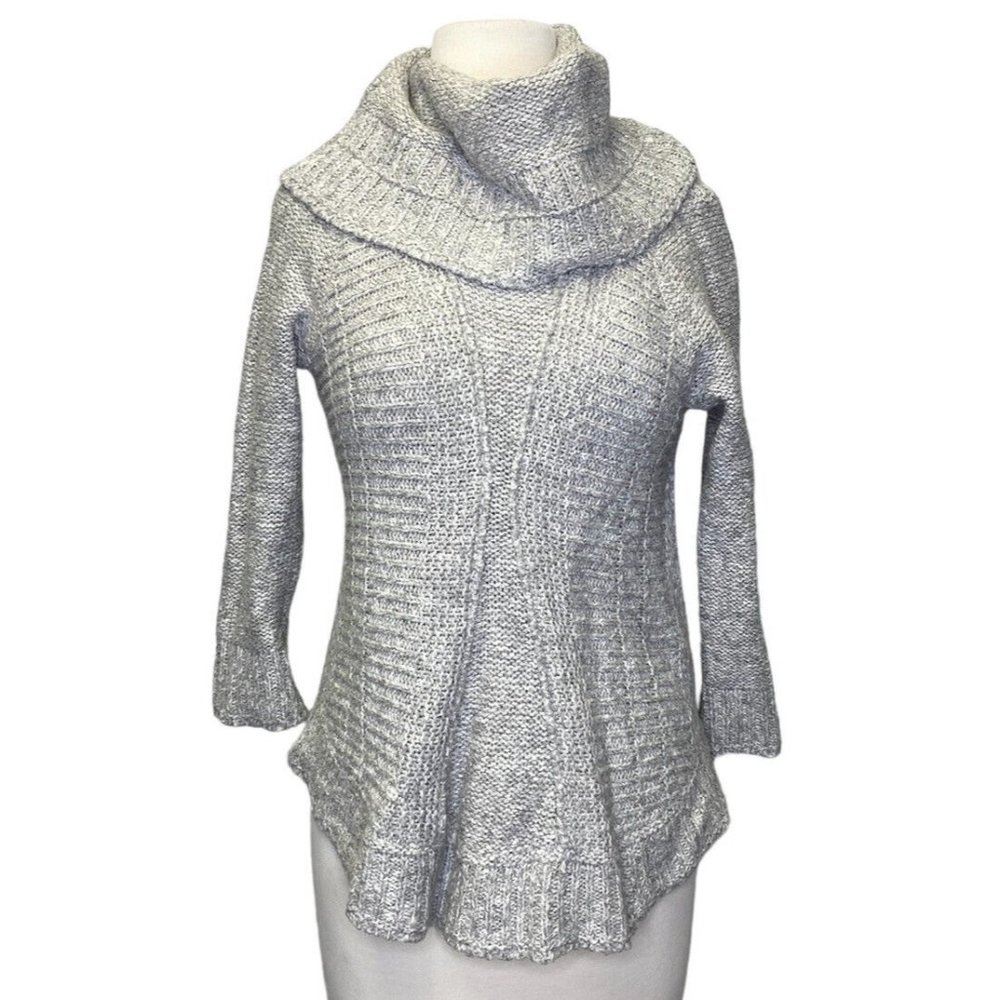 Anthropologie Angel of the North Womens XS‎ Sweater Cowl Neck Gray Swing Cable
